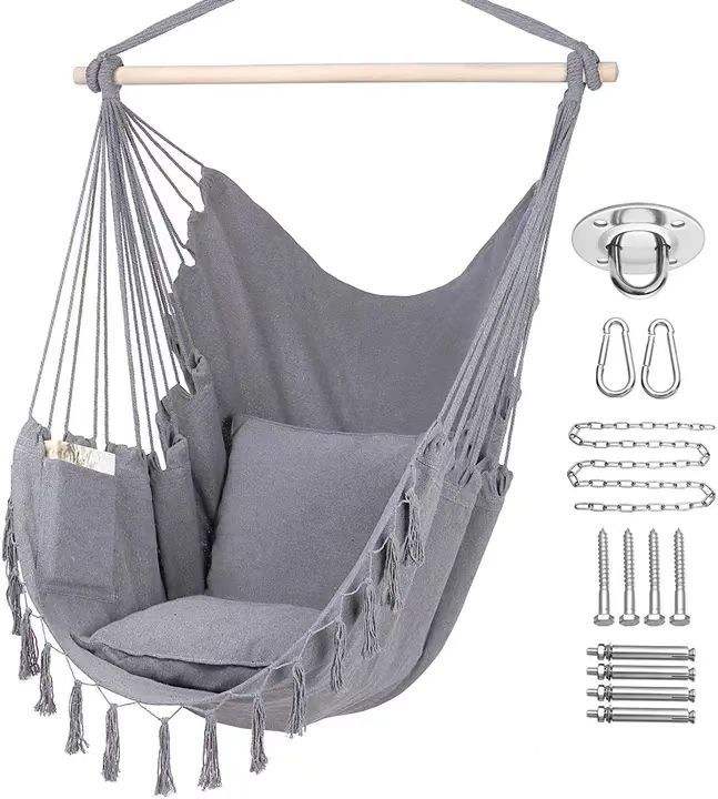 Lisslune | Comfortable Hanging Chair with Soft Cushions - Indoor/Outdoor Hanging Swing for Relaxation and Leisure - Durable Cotton Fabric, including Hanging Material
