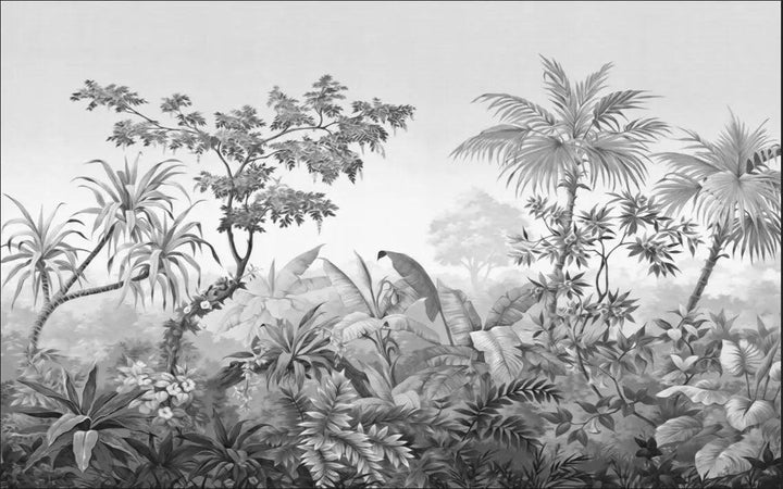 Lisslune | Elegant Monochrome 3D Banana Leaf Wallpaper for Stunning Living Spaces