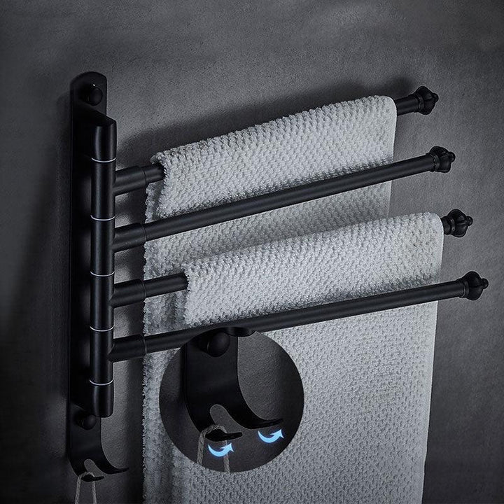 Lisslune | DOOKOLE Contemporary Stainless Steel Rotating Towel Stand with Hooks for Enhanced Bathroom Organization