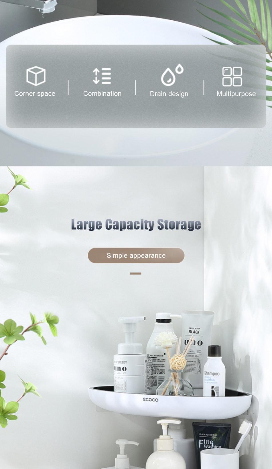 Lisslune | Smart Triangular Bathroom Organizer with Drainage System