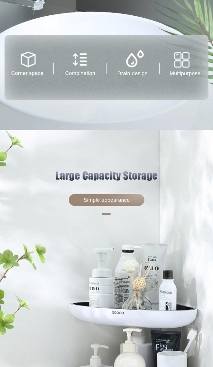 Lisslune | Smart Triangular Bathroom Organizer with Drainage System