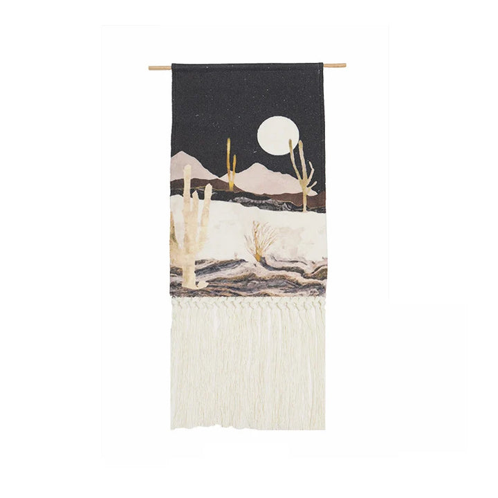 Rynx | Macramé Landscape Wall Tapestry with Handmade Tassels Dormitory Hotel Wall Fabric Blanket Cover Decoration Home Stay Aesthetic Decoration