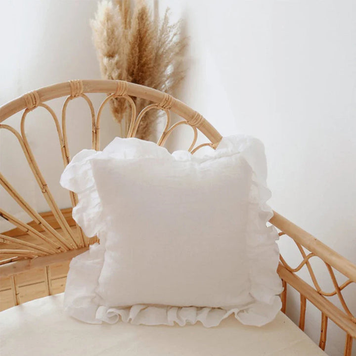 Rynx | 100% Linen Ruffle Cushion Covers, Soft and Comfortable Pillow Covers, Home Decor Sofa Cushions, Living Room Couch Ornament