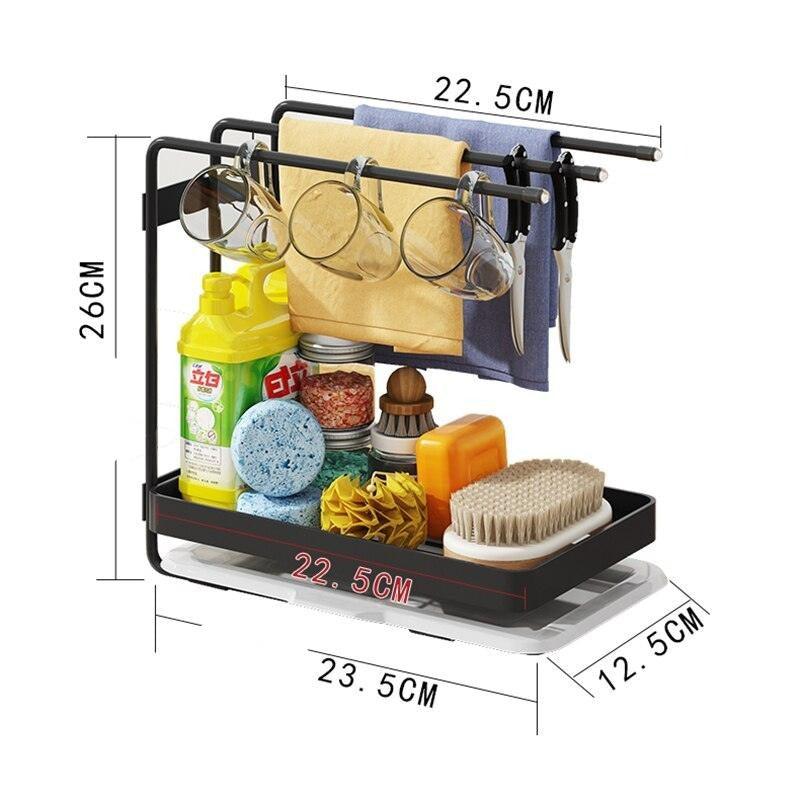 Lisslune | Adjustable Stainless Steel Sink Rack with Integrated Towel Holder - Perfect for Organizing Kitchen and Bath
