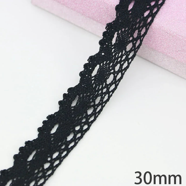 Rynx | (5 meters/roll) black lace fabric cotton embroidery trim DIY sewing handmade craft ribbons materials