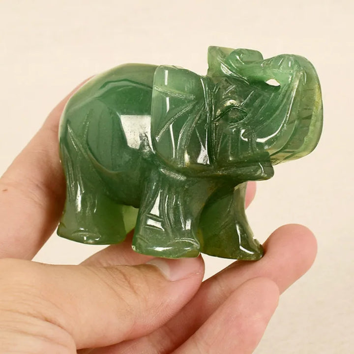 Lisslune | Green Aventurine Jade Stone Elephant Statue