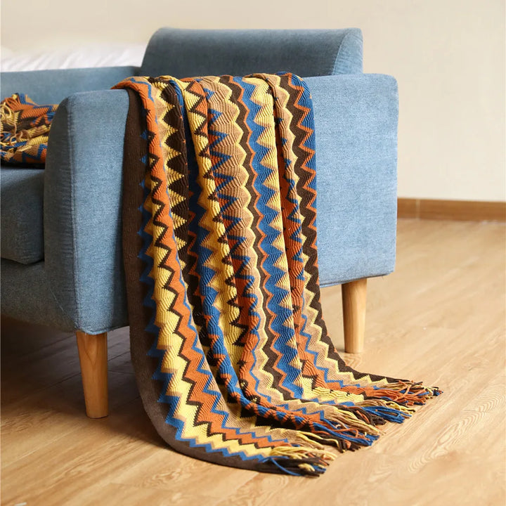 Rynx | Textile City Bohemia Style Embroidered Blanket Winter Warm Cozy Pashmina Fringe Throw Hotel Sofa Decoration Bedspread 130x230cm