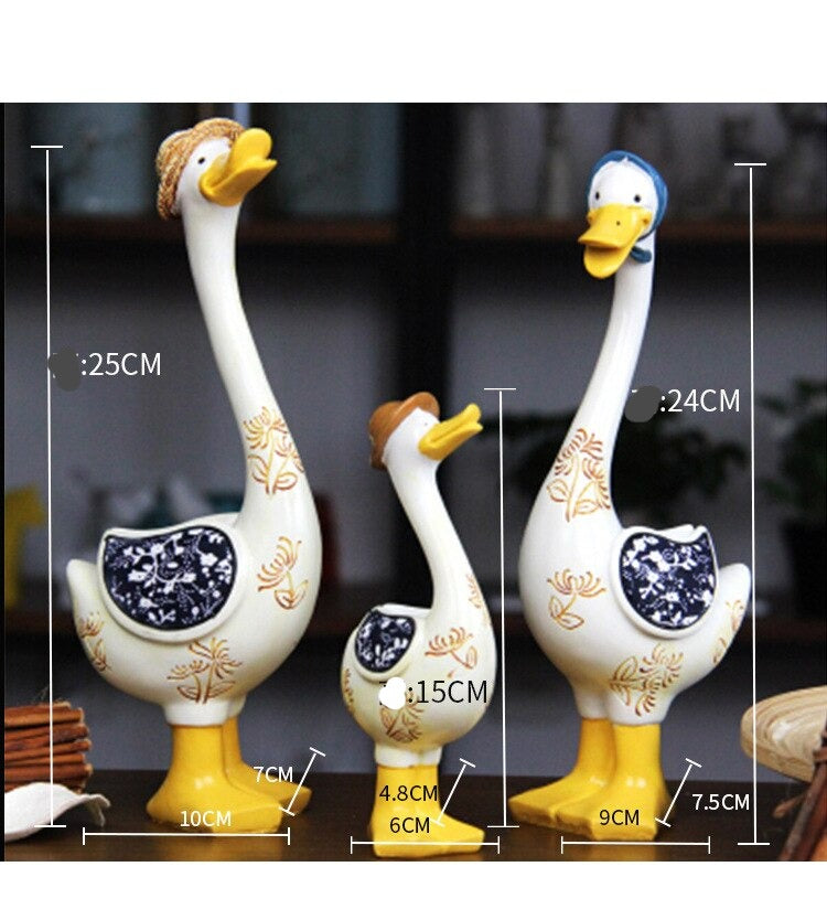 Lisslune | 3Pcs Resin American Style Duck Table Decor