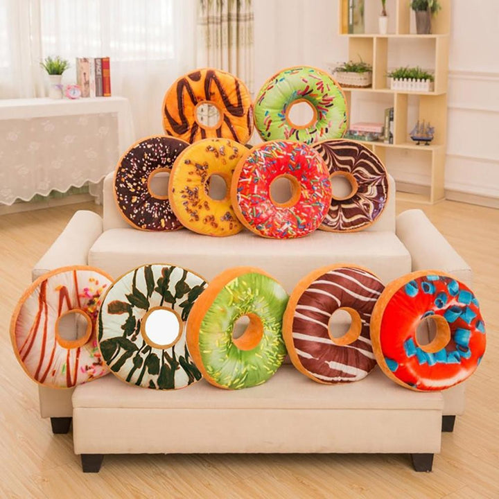 Lisslune | Delightful 12-piece 3D donut plush cushion collection for cozy comfort