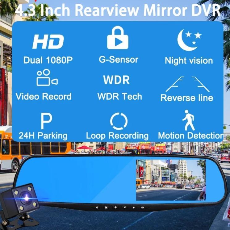 Lisslune | Dual Lens DashCam Vehicle Front and Rear Car Camera HD 1080P Video Recorder