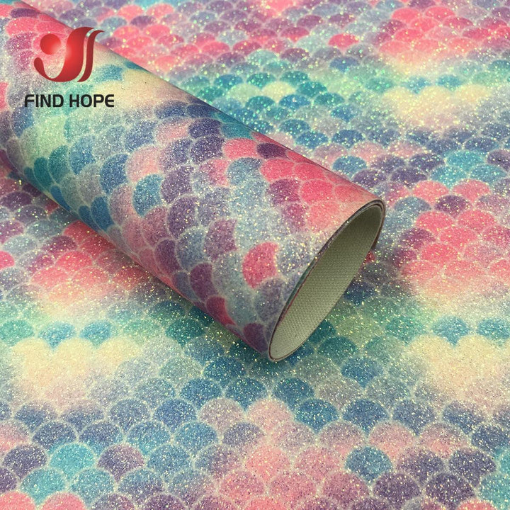 Lisslune | Glittery Rainbow Craft Fabric - 20x30cm Iridescent Art Supplies