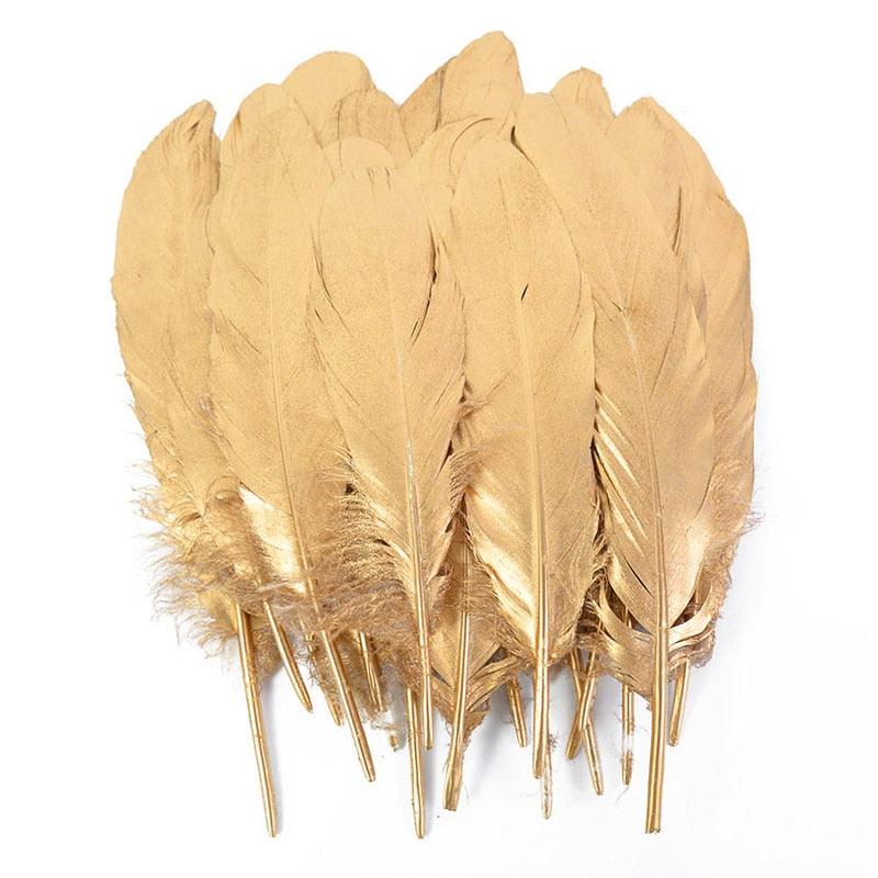 Lisslune | Glamorous Gold Tipped Feather Craft Set for Elegant Event Enhancements