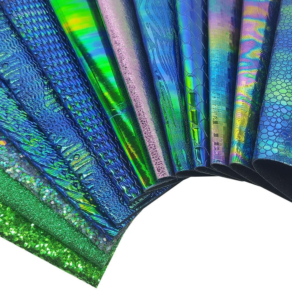 Lisslune | Lustrous Green Glitter Snake Skin Synthetic Leather Bow Craft Kit