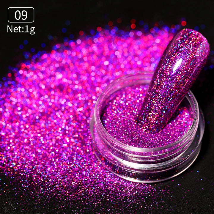 Rynx | Aurora Pearl White Nails Glitter Dust Chrome Gradient Rubbing on Powder Mirror Reflective Magnetic Pigment Nail Art Decorations
