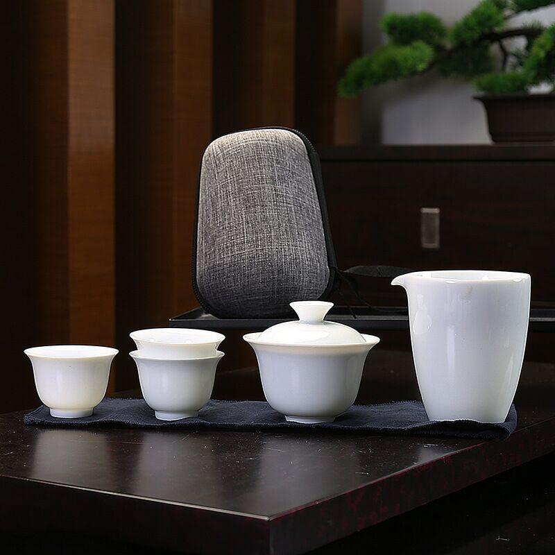 Lisslune | Zen Kung Fu Ceramic Gaiwan Tea Set with Carrying Bag: Enhance Your Tea Ceremony Experience