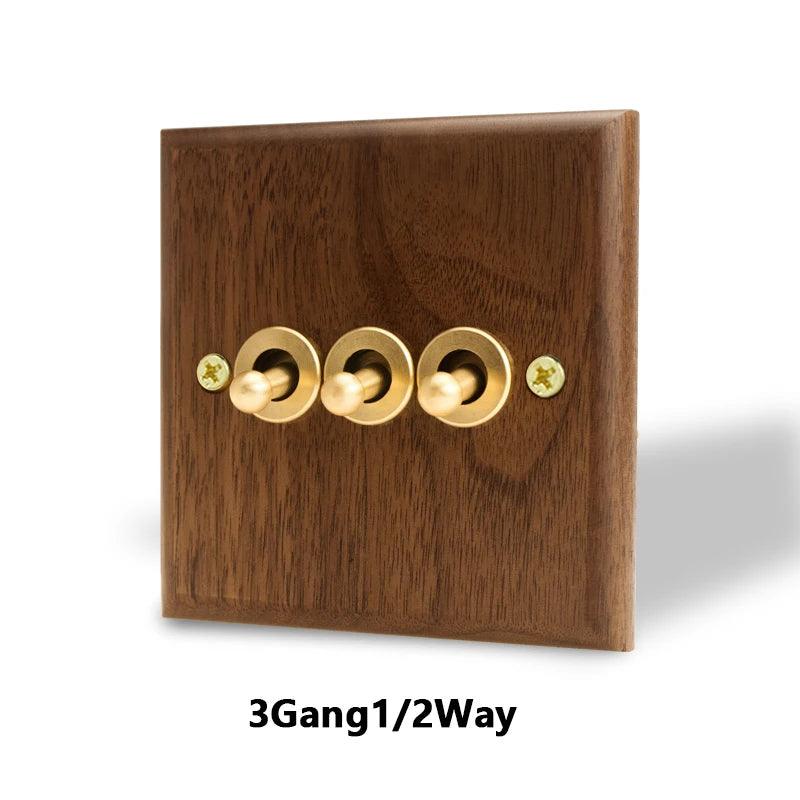 Lisslune | Stylish Black Walnut Electric Panel with USB Ports, Adjustable LED Ambient Lighting and Modern Pull Knob Features