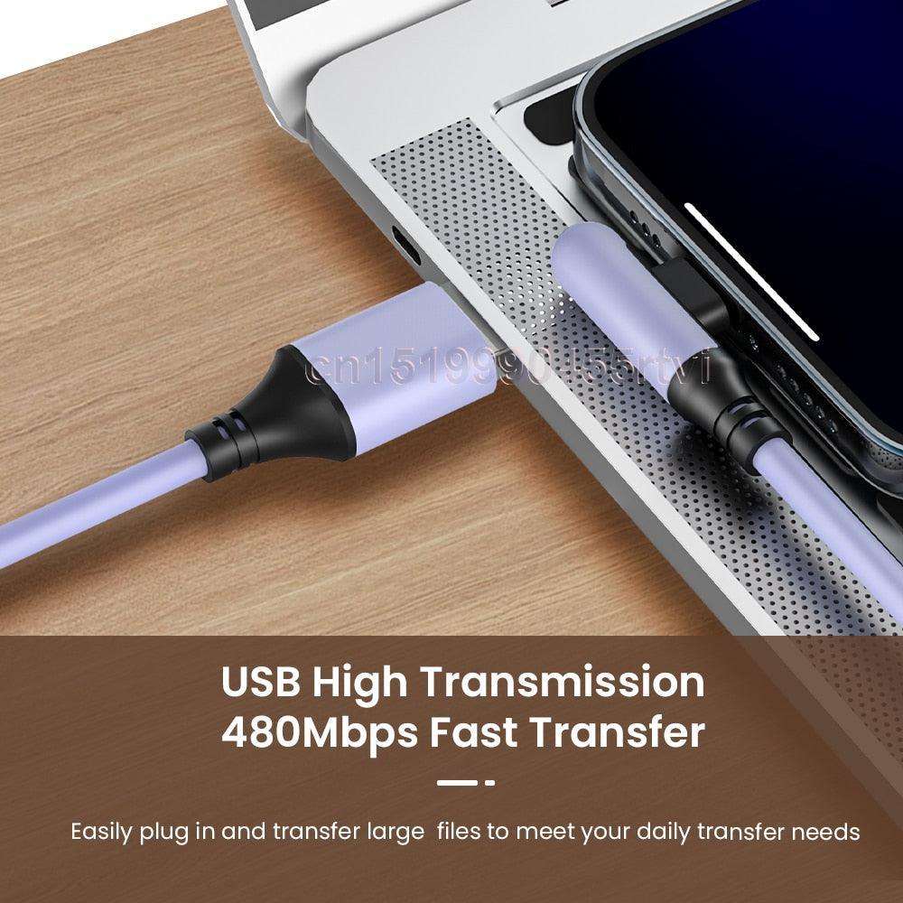 Lisslune | Ergonomic 90-Degree Liquid Silicone iPhone Fast Charge Cable - Available in multiple lengths
