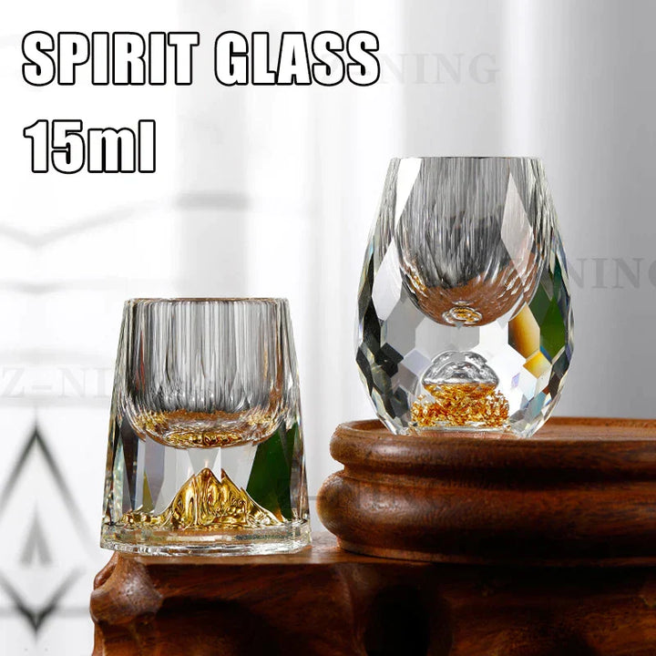 Lisslune | Crystal Glass Whiskey Glasses Bar Liqueur Sphere Cups Sake and Shochu Double-Walled Thick Bottoms Small Capacity Tea Cups