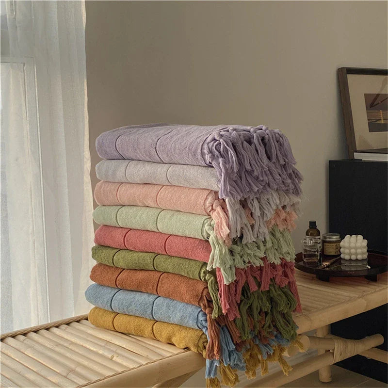 Rynx | Hand-knotted tassel made of pure cotton towel super absorbent household face bath towels bedspread women outdoor blanket