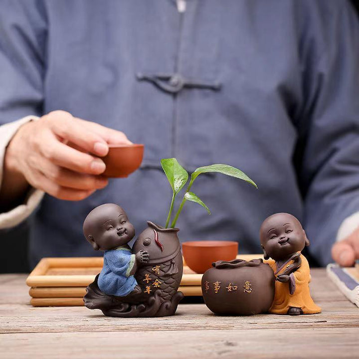 Lisslune | Zen Harmony Ceramic Buddha Monk Tea Companion for Mindful Brewing
