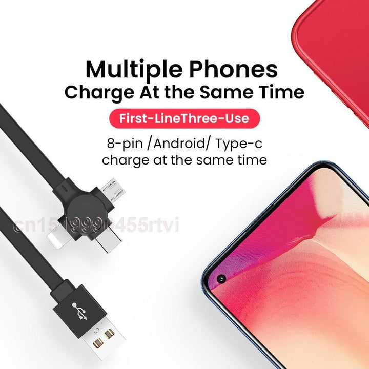 Lisslune | Multifunctional 4-in-1 retractable charging cable with integrated phone stand