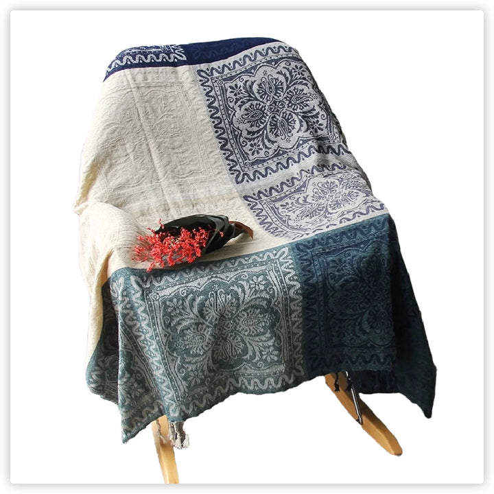 Rynx | Textile City Ins Retro Sofa Decor Towel Mediterranean Nepal Plaid Patchwork Blanket Heavy Sofa Cover Bedspread 220x260cm