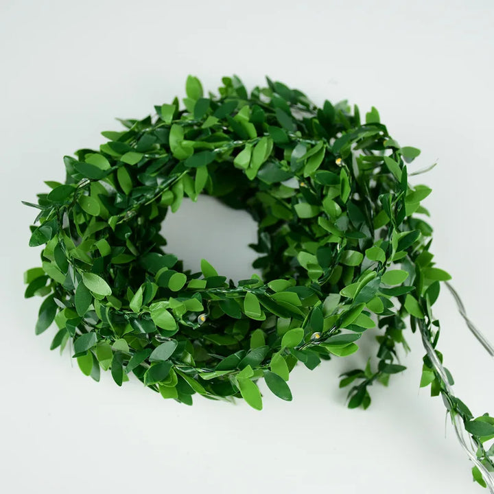 Rynx 2M 20LED Green Leaf Garland Fairy LED String Lights Artificial Leaf Vine for Christmas Home Wedding Birthday Party Decorations