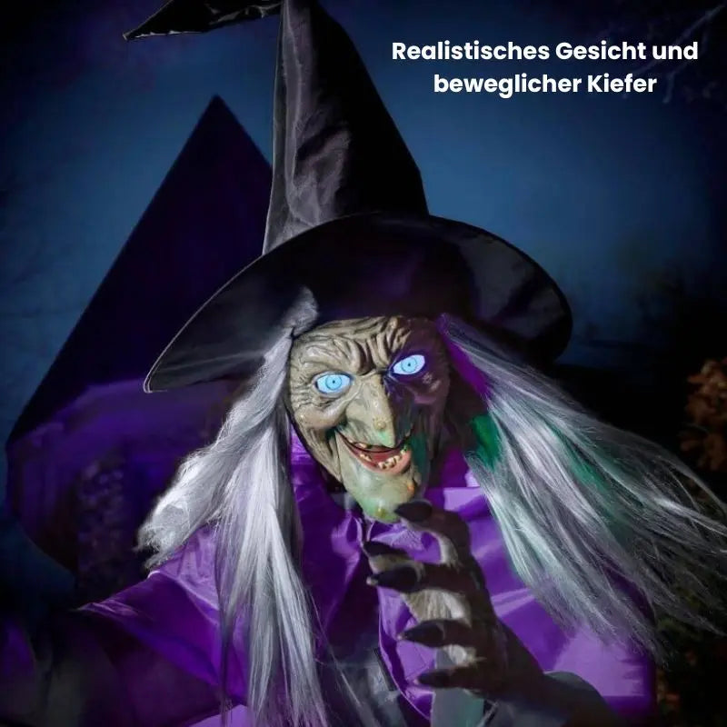 Lisslune | SpookFlight Flying Witch – Moving Halloween Decoration with Light & Sound