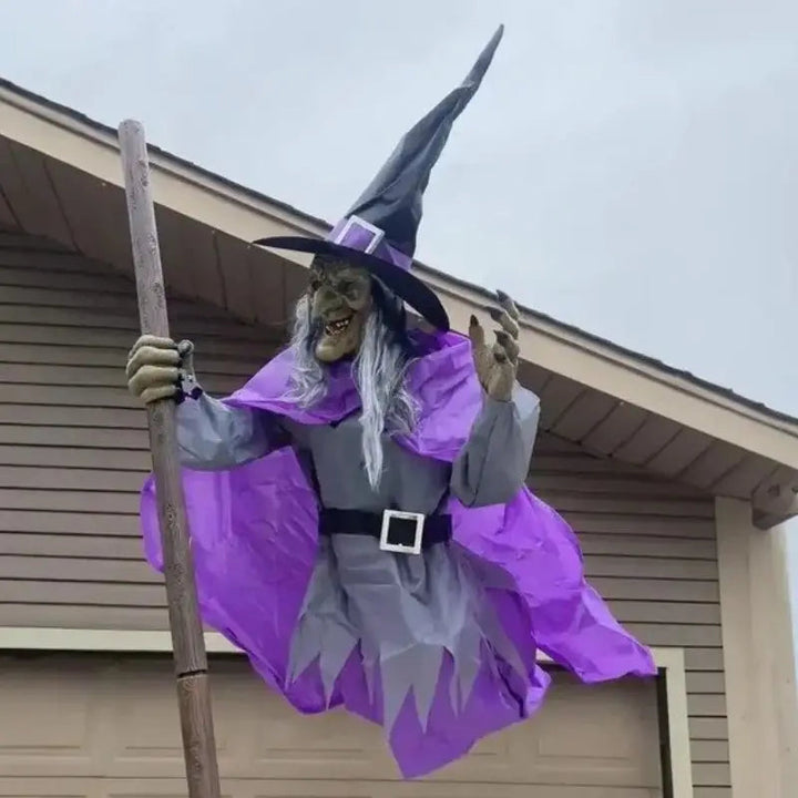Lisslune | SpookFlight Flying Witch – Moving Halloween Decoration with Light & Sound