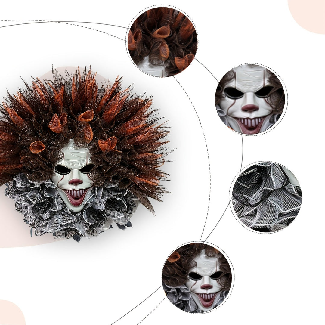 Lisslune | Scary Clown Mesh Wreath – Creepy Halloween Front Door Decoration