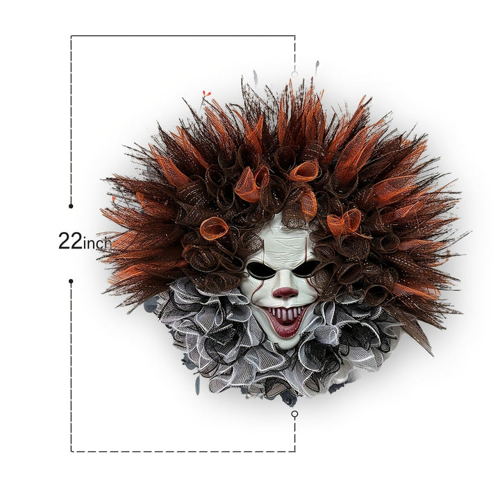Lisslune | Scary Clown Mesh Wreath – Creepy Halloween Front Door Decoration