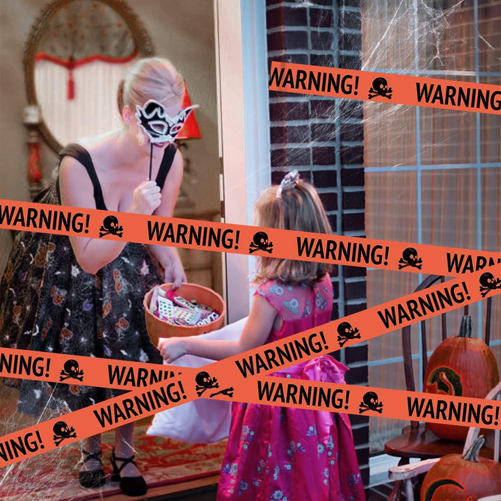 Lisslune | Spooky Halloween Skull Banner – Plastic Warning Tape Decoration