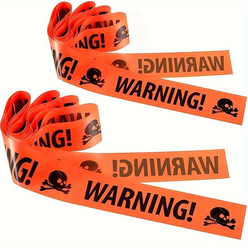 Lisslune | Spooky Halloween Skull Banner – Plastic Warning Tape Decoration