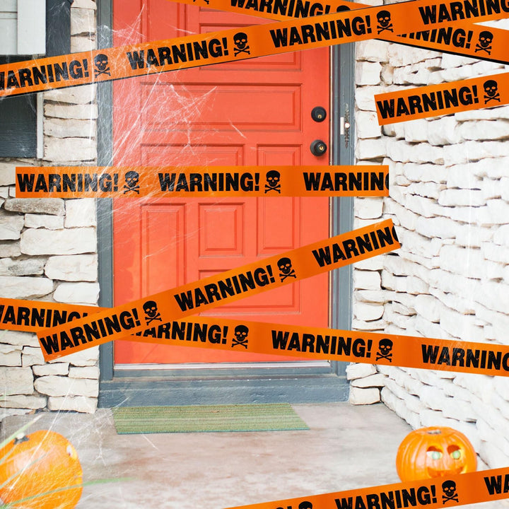 Lisslune | Spooky Halloween Skull Banner – Plastic Warning Tape Decoration