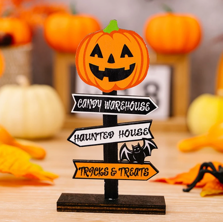 Lisslune | Halloween Wooden Pumpkin – Decorative Tabletop Ornament for Home