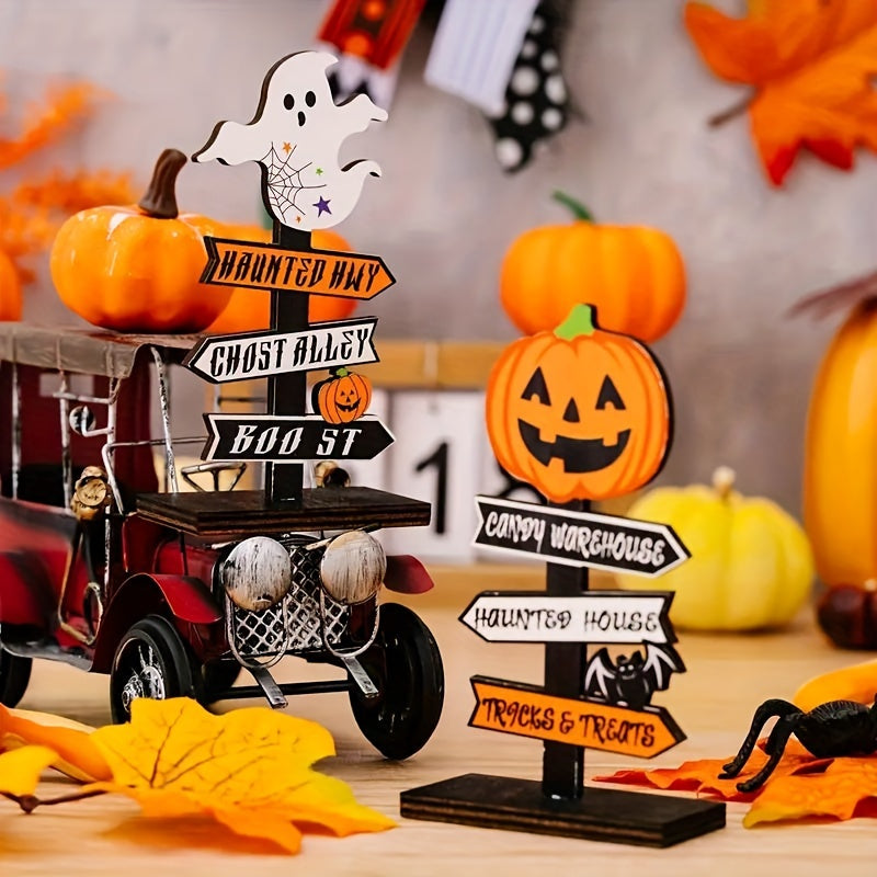 Lisslune | Halloween Wooden Pumpkin – Decorative Tabletop Ornament for Home