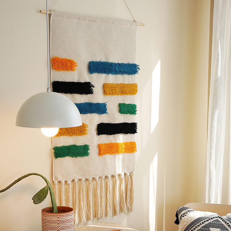 Lisslune | Handwoven geometric pattern tassel wall hanging