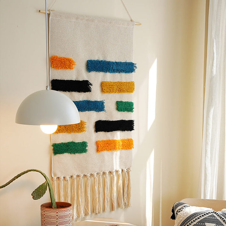 Lisslune | Handwoven geometric pattern tassel wall hanging