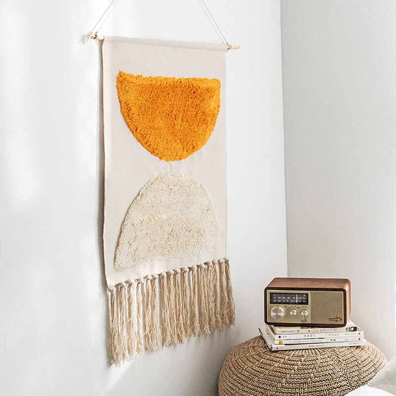 Lisslune | Handwoven geometric pattern tassel wall hanging