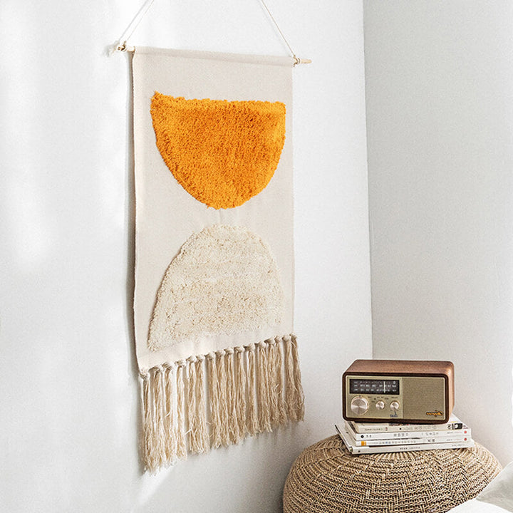 Lisslune | Handwoven geometric pattern tassel wall hanging