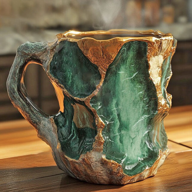 Lisslune | Handcrafted Mineral Crystal Mug – Insulated, Microwave Safe, 350-450 ml, Unique Design