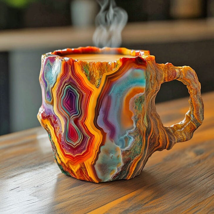 Lisslune | Handcrafted Mineral Crystal Mug – Insulated, Microwave Safe, 350-450 ml, Unique Design