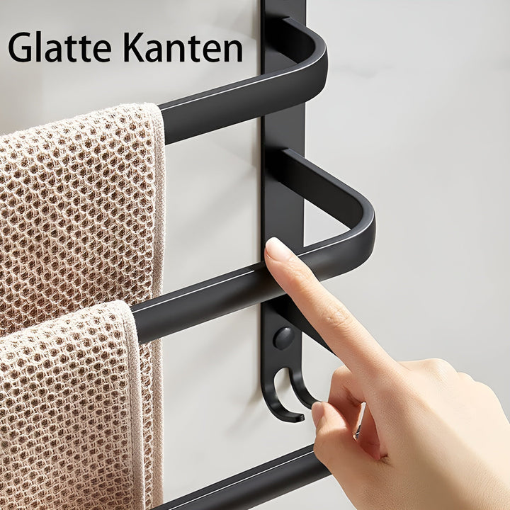 Lisslune | HangEase 3-Layer Wall-Mounted Towel Holder – Aluminum Space-Saving Design