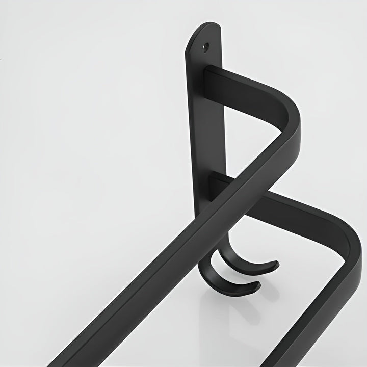 Lisslune | HangEase 3-Layer Towel Holder – Black Wall-Mounted Aluminium Rack Without Drilling