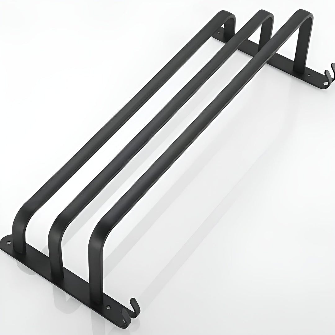 Lisslune | HangEase 3-Layer Towel Holder – Black Wall-Mounted Aluminium Rack Without Drilling