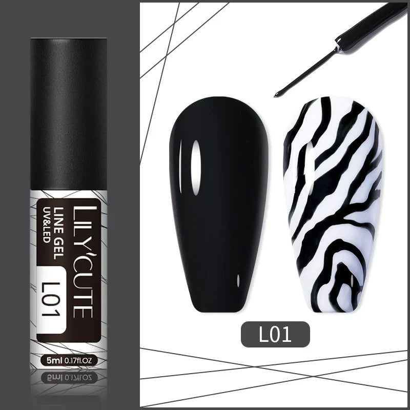 Rynx | 5ml Line Nail Art Polish Liner Pen Gel with Brush Varnish Semi Permanent Gel Nail Polish Wire Drawing Line Nail Art Tool