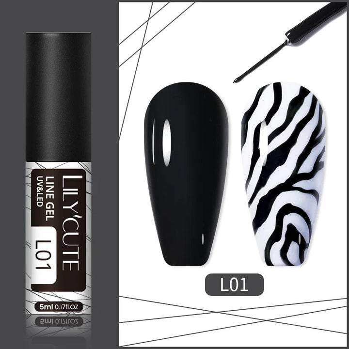 Rynx | 5ml Line Nail Art Polish Liner Pen Gel with Brush Varnish Semi Permanent Gel Nail Polish Wire Drawing Line Nail Art Tool