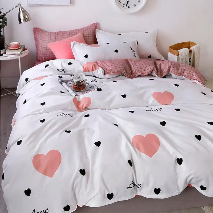 Rynx | Orange Bedding Set Girls Boys Bedding Sheet Plaid Duvet Cover No Filling 240x220 Single Double Queen King Bedding