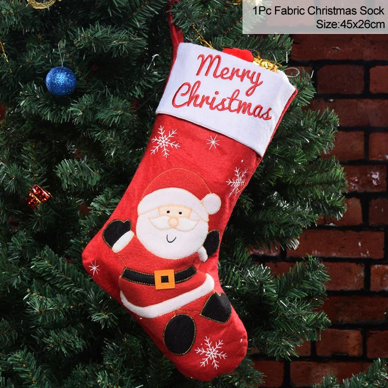 Rynx Knitted Christmas Stocking Socks Bag New Year's Gift Candy Bag Christmas Decorations For Home Xmas Tree Hanging Decorations Natal