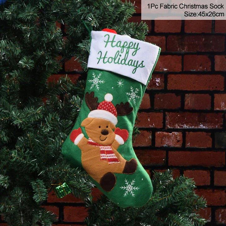 Rynx Knitted Christmas Stocking Socks Bag New Year's Gift Candy Bag Christmas Decorations For Home Xmas Tree Hanging Decorations Natal